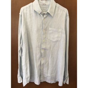 Shirt Aqua Light Blue Size XLarge Linen Long Sleeve XL St Croix Islands Unisex